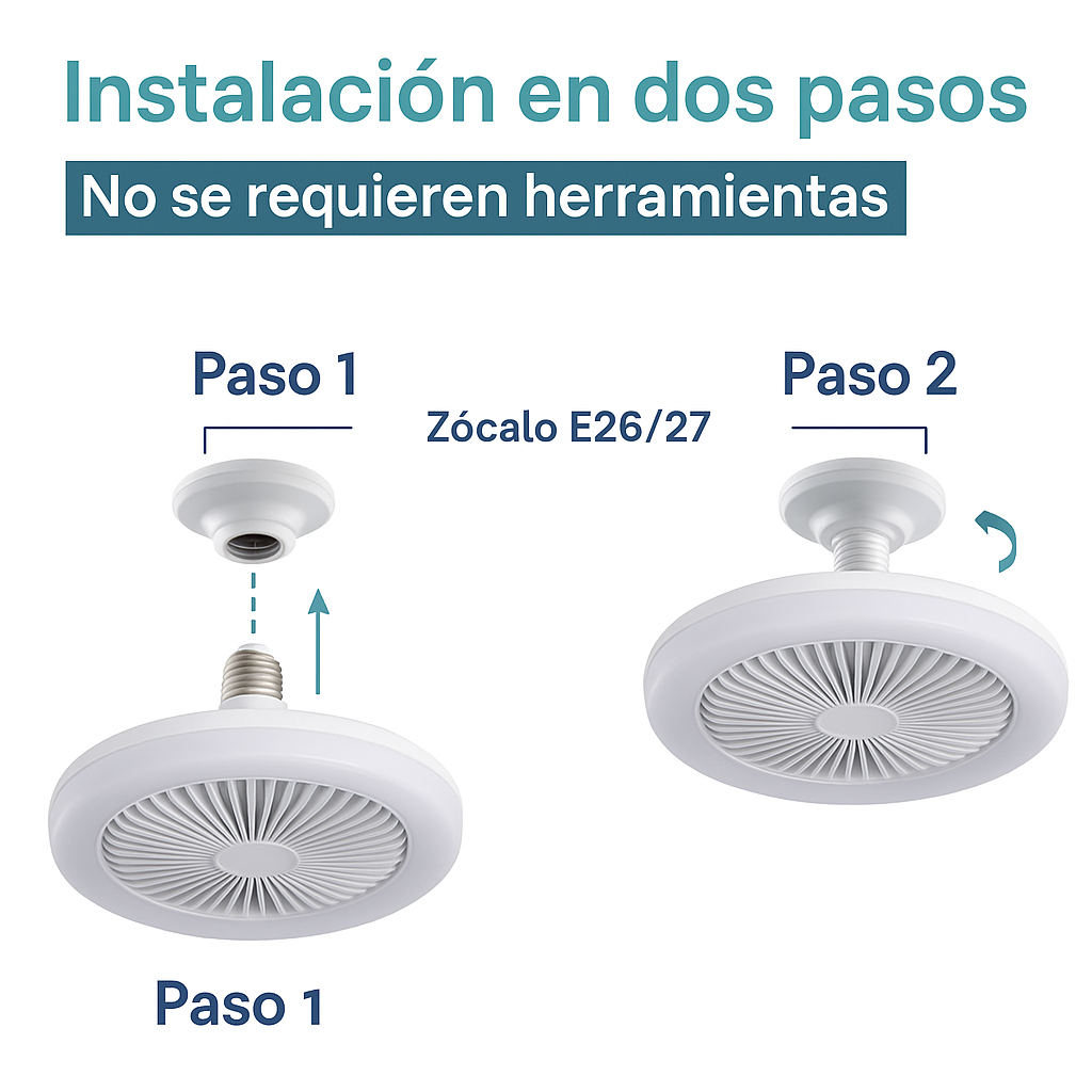 Luz LED con Ventilador Integrado – Perfecta para Dormitorios